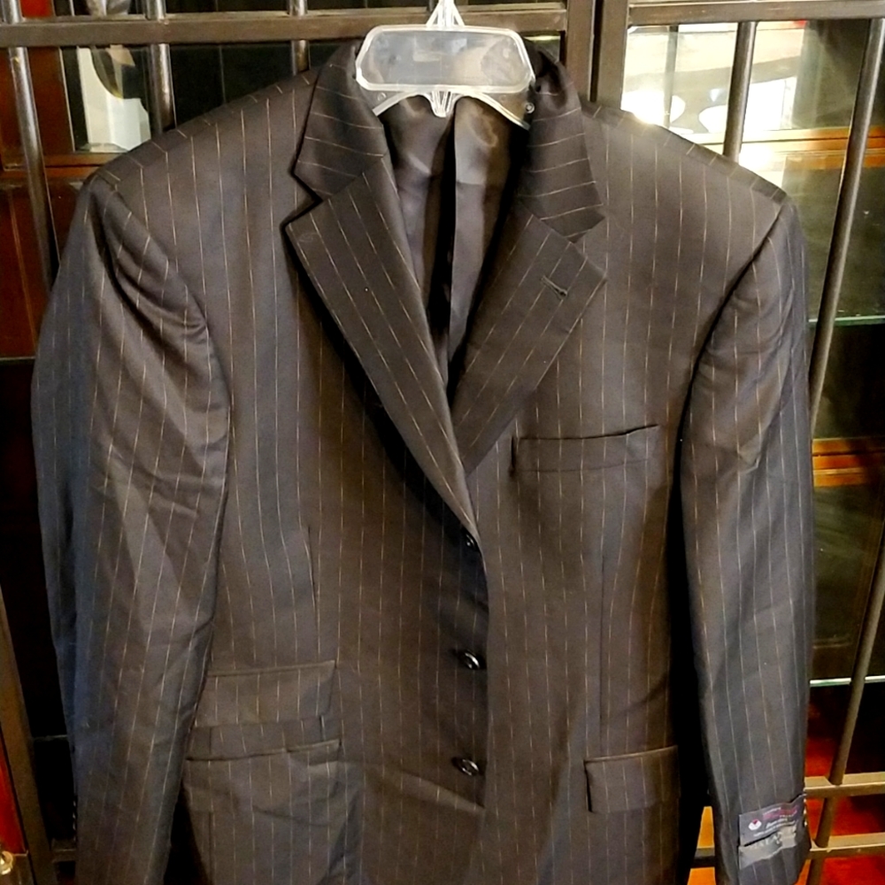 Black pin stripes suit coat